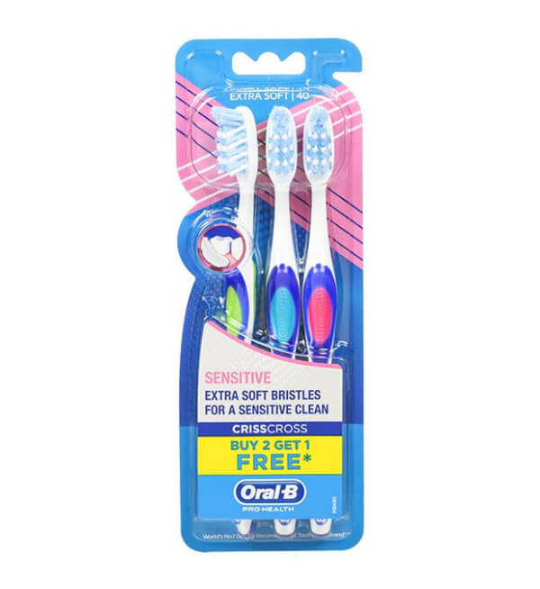 Oral-B Pro Health CrissCross Sensitive (Extra Soft) Toothbrush, (2+1 Pack)