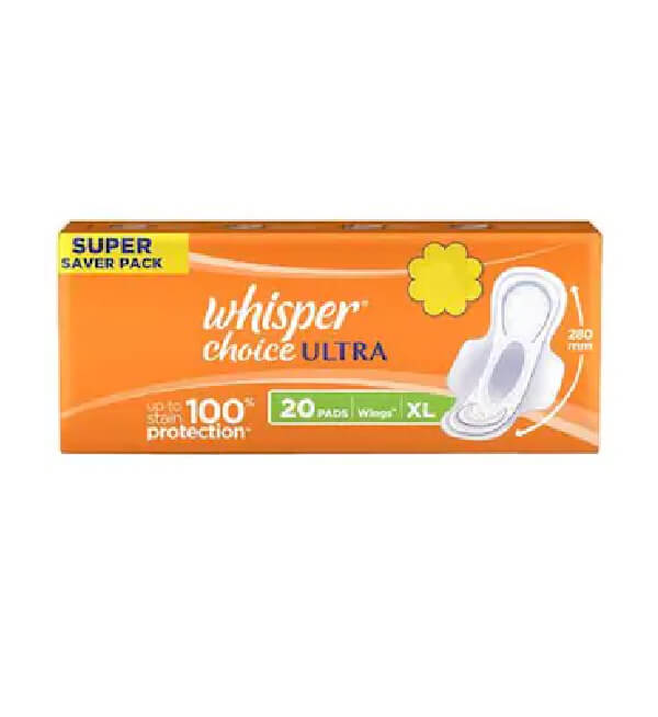 Whisper Choice Ultra Sanitary Napkin with Wings (XL)