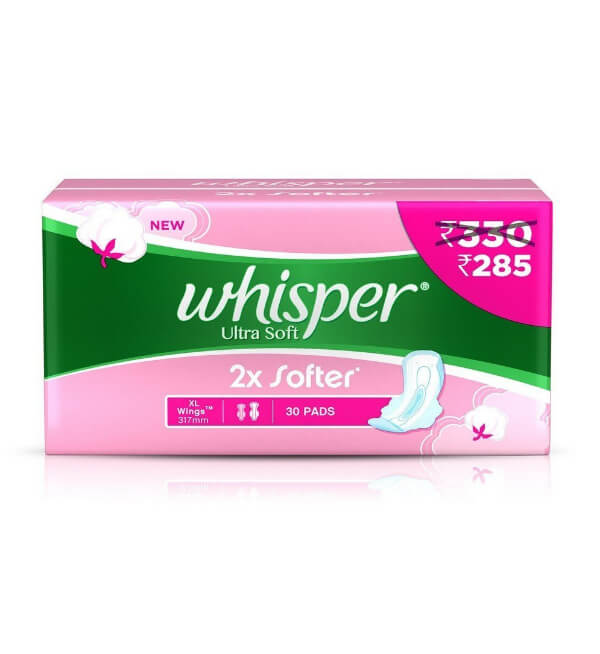 Whisper Ultra Soft Sanitary Napkin with Wings