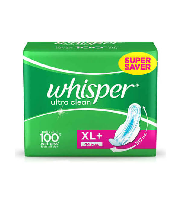 Whisper Ultra Wings Sanitary Napkin with Wings (XL+)c